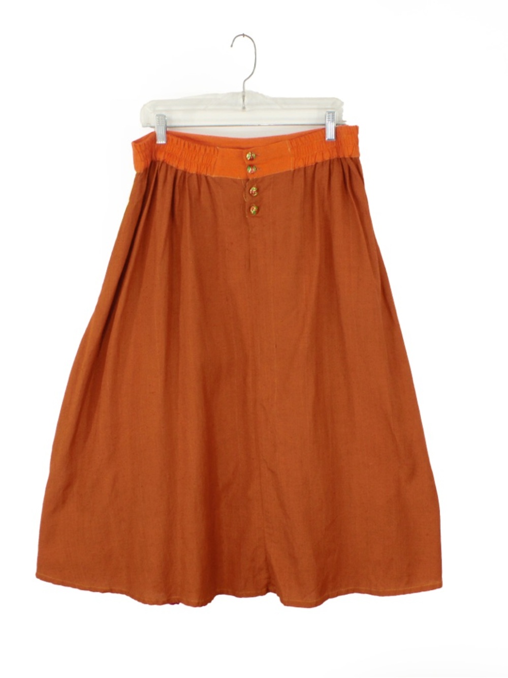 Vintage 80s Western Patchwork Orange Pink Green Colourblock Studded Long Skirt - Picture 5 of 5